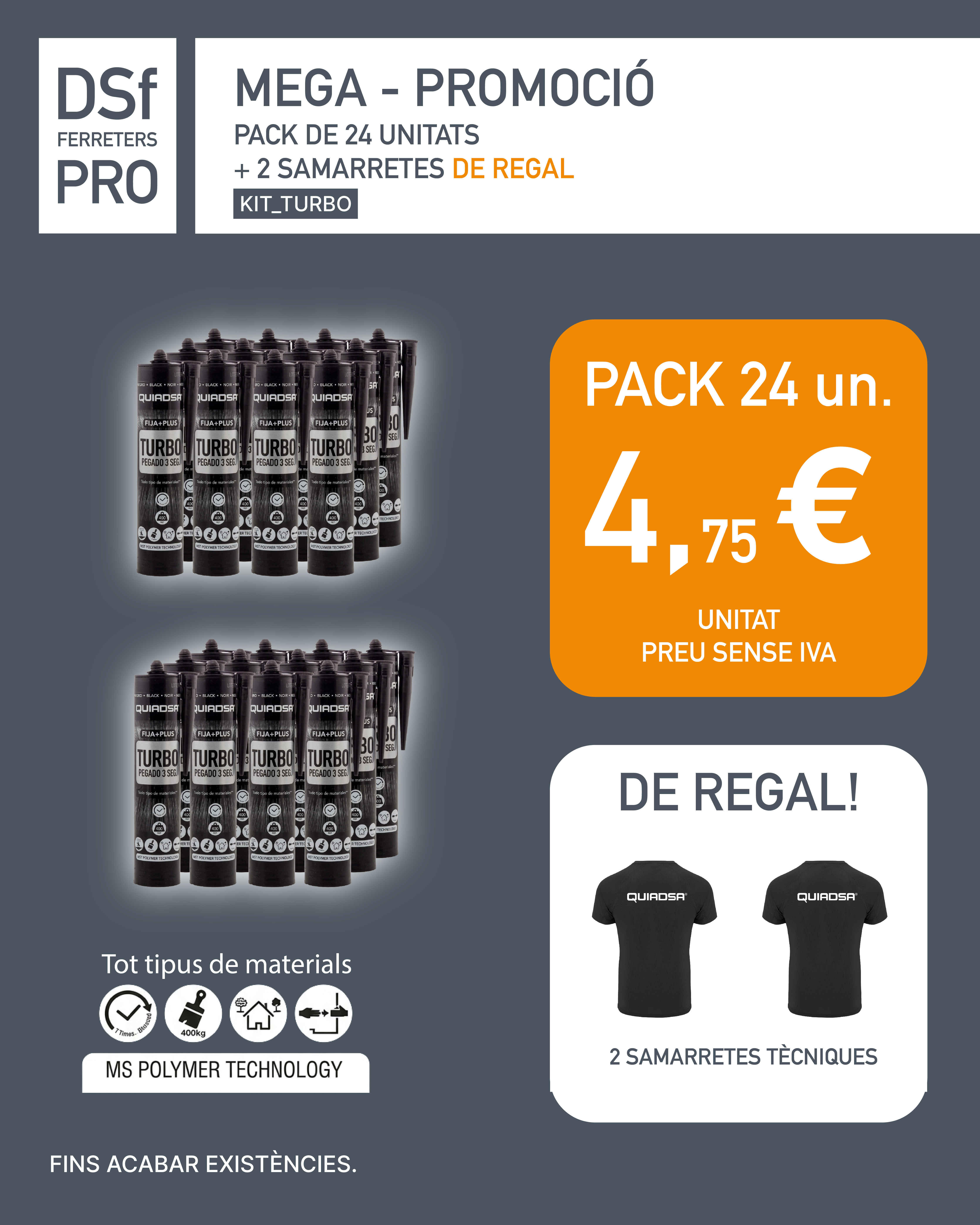 ADHESIVO MONTAJE FIJA+PLUS TURBO 290 ML BLANCO – KIT PROMO